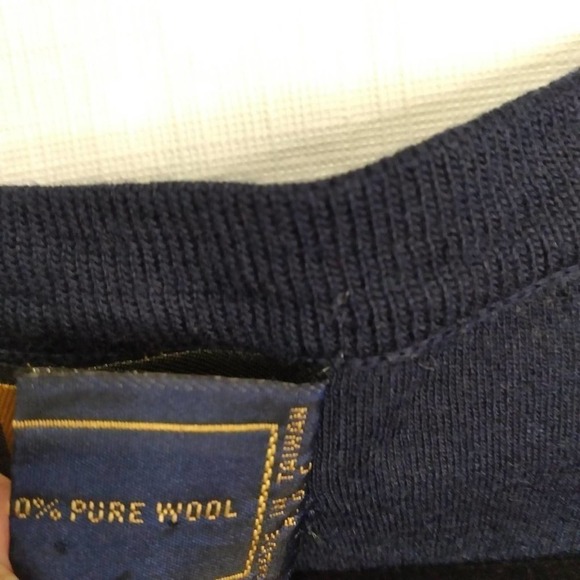 Vintage Leroy II Men Navy Blue Wool Sweater - Picture 3 of 9